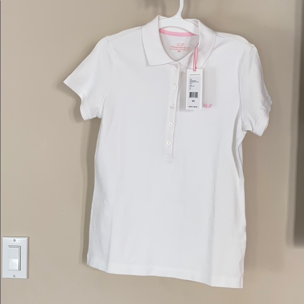 Short sleeve white polo